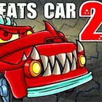 Auto rosso animato con denti aguzzi dal videogioco Car Eats Car 2