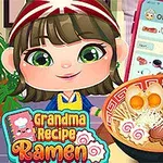 Giochi di cucina con ragazza che prepara ramen seguendo una ricetta di nonna su smartphone