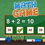 Schermata di un gioco educativo di matematica con unequazione sulla lavagna e opzioni di risposta multiple