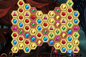 Cuore formato da gemme colorate in un puzzle game