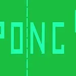 Schermata del gioco Pong in verde con scritta PONG