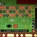 Roulette Royale Tavolo verde di gioco con numeri in rosso e nero, sezioni per puntate e pulsanti laterali