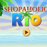 Schermata di gioco Shopaholic Rio con pappagallo rosso e blu, palme e spiaggia tropicale