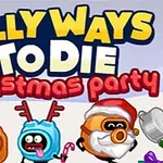 Logo del gioco Silly Ways to Die: Christmas Party con personaggi cartoon colorati e un tema natalizio