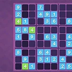 Griglia di Sudoku parzialmente completata su sfondo viola