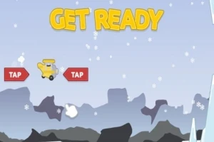 Schermata di gioco con messaggio Get Ready, scenario montuoso innevato e un piccolo aereo giallo