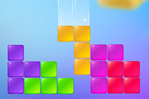 Blocchi colorati di un gioco di puzzle in stile Tetris con sfondo sfumato