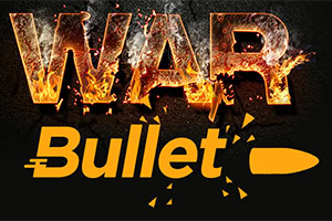 Logo di War Bullet con effetto fuoco e sfondo nero